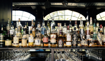 Japanese whiskies on the bar